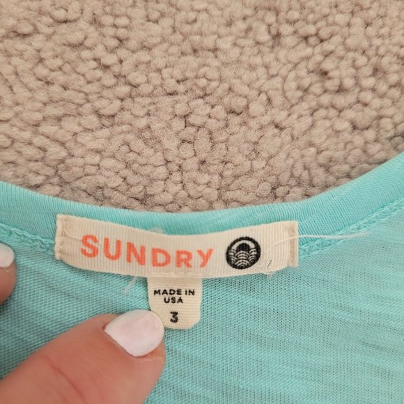 SUNDRY RUCHED SIDE RACERBACK BABY BLUE DRESS SIZE 3 - Picture 3 of 3